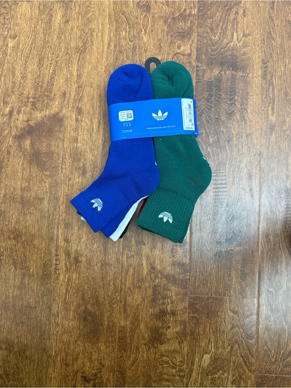 adidas 6-Pack Crew Athletic Socks - Red, Black & Multicolor